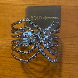 Silver metal bangle bracelet statement piece